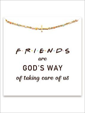 18K Gold Plated Brass Cross Cuff Bracelet with Message Card Gift for Friend